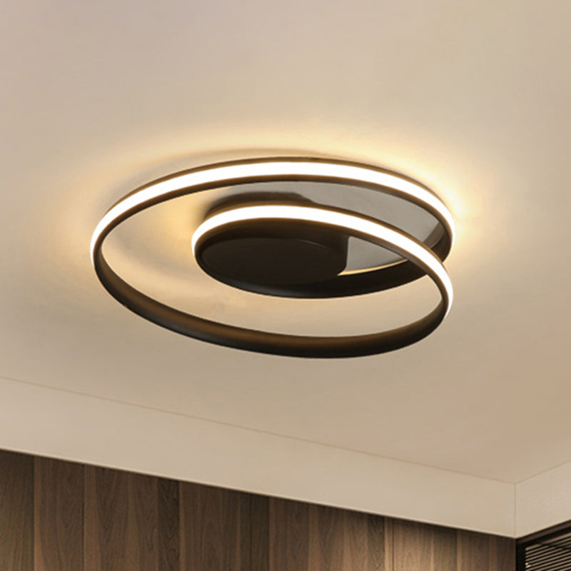 Loop Ceiling Lamp Simple Acrylic LED Black/White 18"/23.5" Wide Flush Light Fixture in Warm/White Light