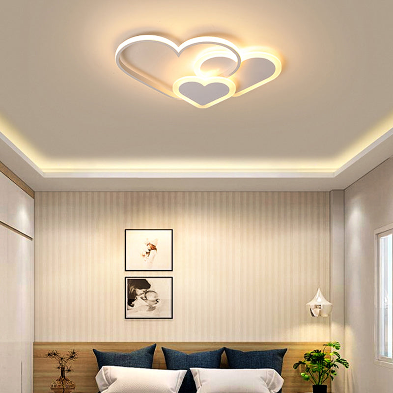 Loving Heart Ceiling Flush Mount Contemporary Acrylic Bedroom LED Flush Light Fixture