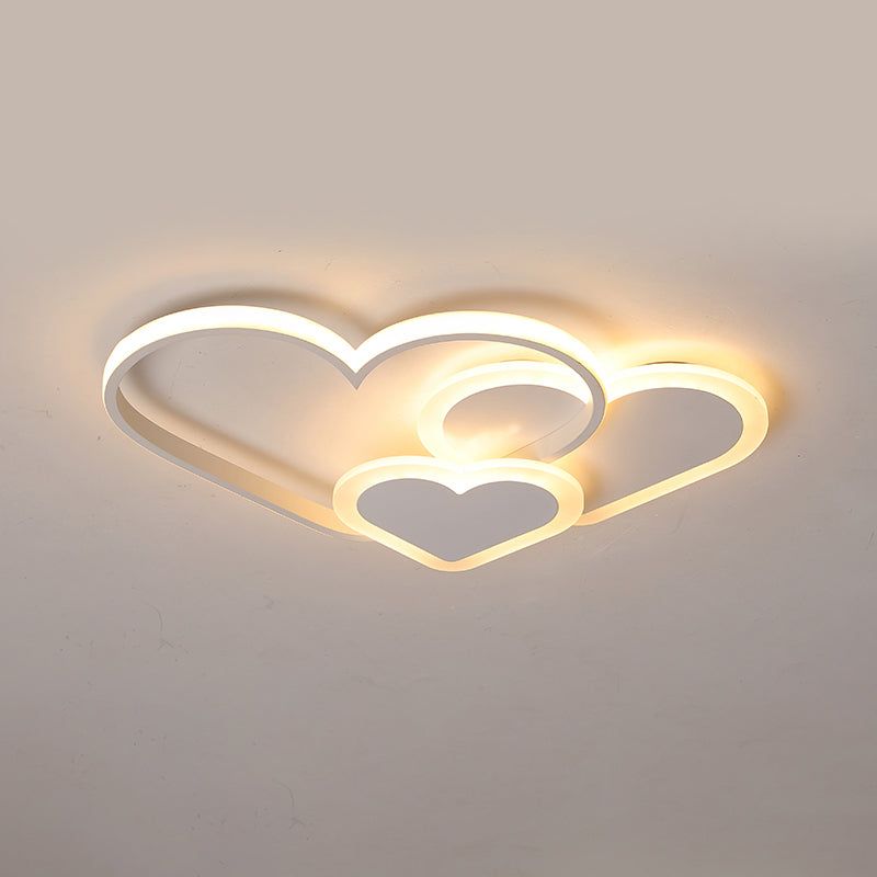 Loving Heart Ceiling Flush Mount Contemporary Acrylic Bedroom LED Flush Light Fixture