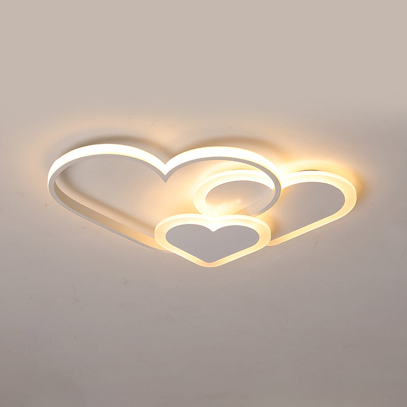 Loving Heart Ceiling Flush Mount Contemporary Acrylic Bedroom LED Flush Light Fixture