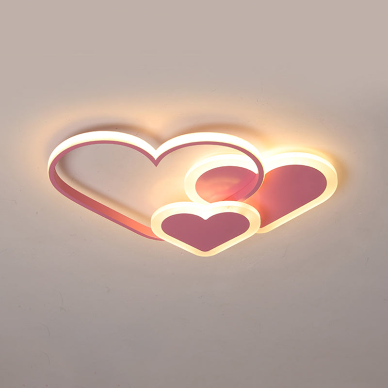 Loving Heart Ceiling Flush Mount Contemporary Acrylic Bedroom LED Flush Light Fixture