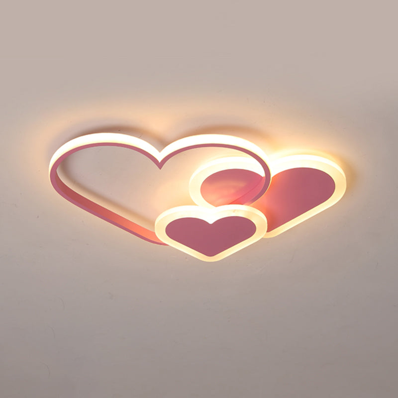 Loving Heart Ceiling Flush Mount Contemporary Acrylic Bedroom LED Flush Light Fixture