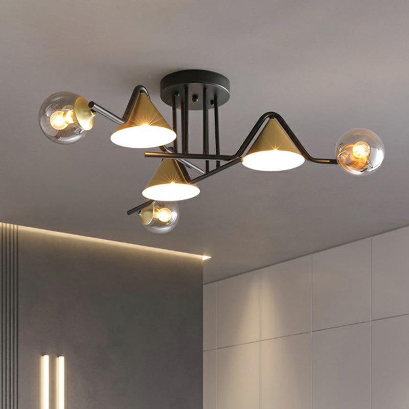 Luce a filo a forma di cono e palla a forma di vetro minimalista vetro semifulò semifulò la luce del soffitto