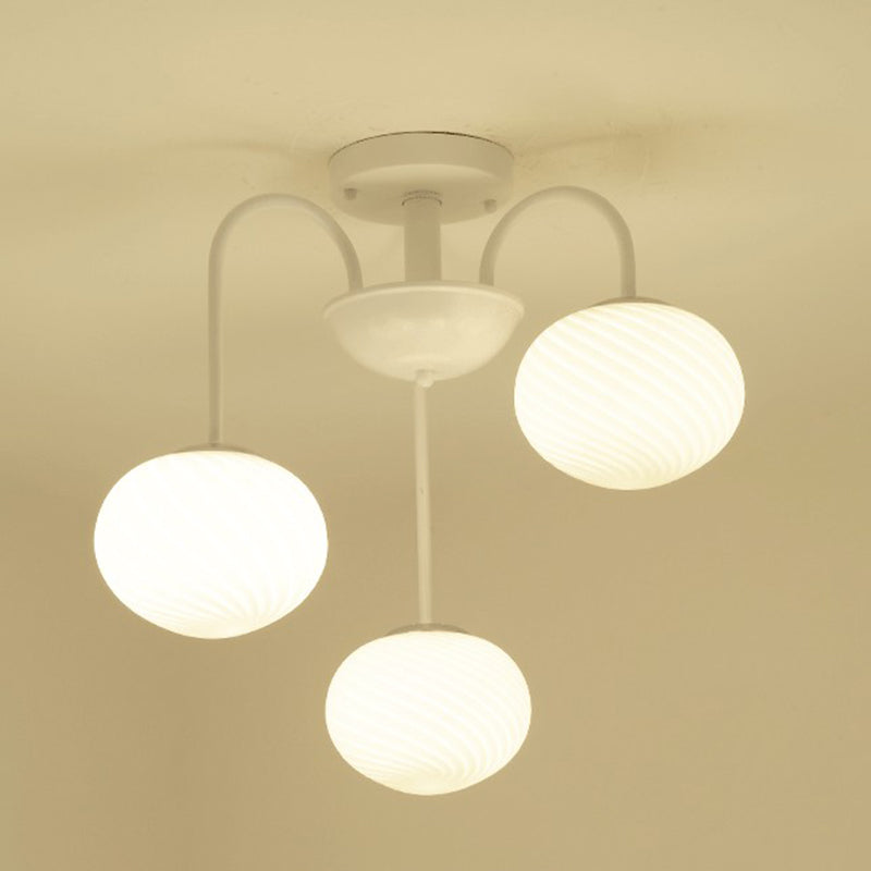 Elliptische eetkamer spoelplafondlamp opaalglas Noordse led semi -spoelmontage lamp