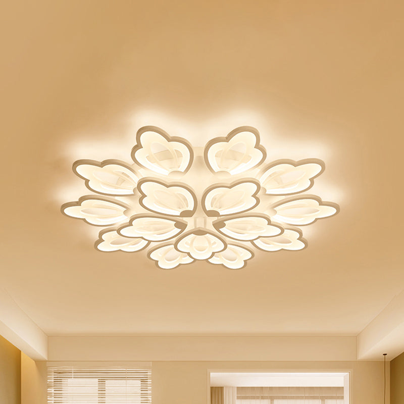 Floral Ceiling Flushmount Modern Acrylic 3/5/9 Lights Bedroom LED Flush Mount Ceiling Light in White/Warm/Natural Light