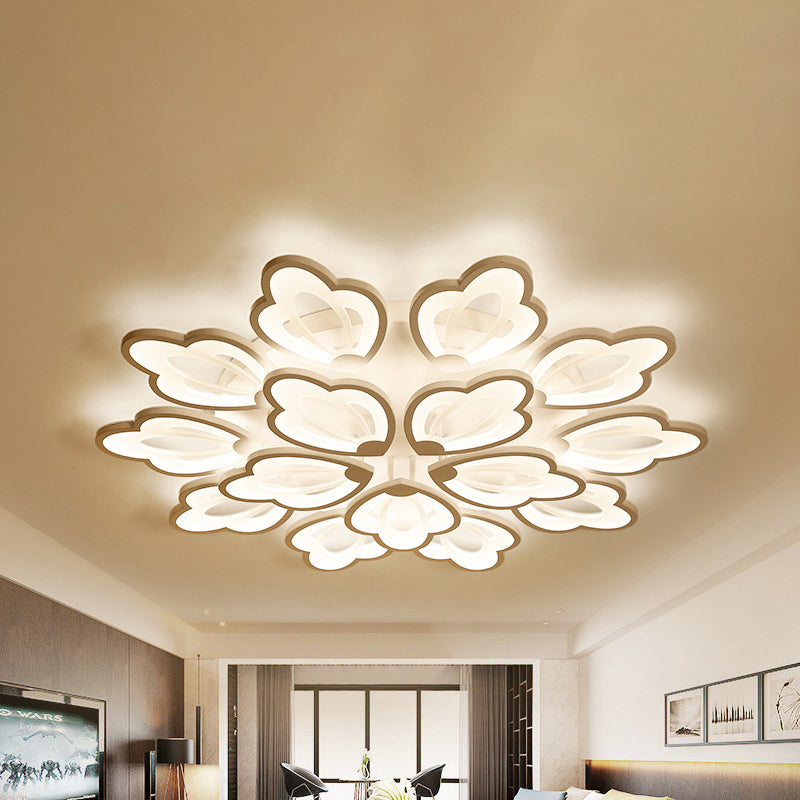 Floral Ceiling Flushmount Modern Acrylic 3/5/9 Lights Bedroom LED Flush Mount Ceiling Light in White/Warm/Natural Light