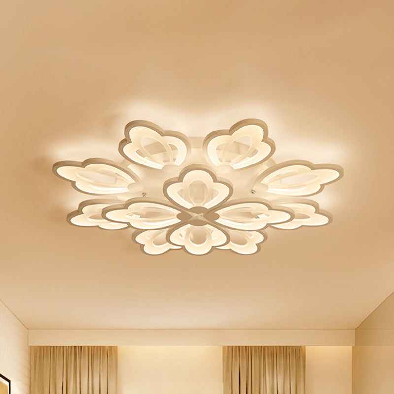 Floral Ceiling Flushmount Modern Acrylic 3/5/9 Lights Bedroom LED Flush Mount Ceiling Light in White/Warm/Natural Light