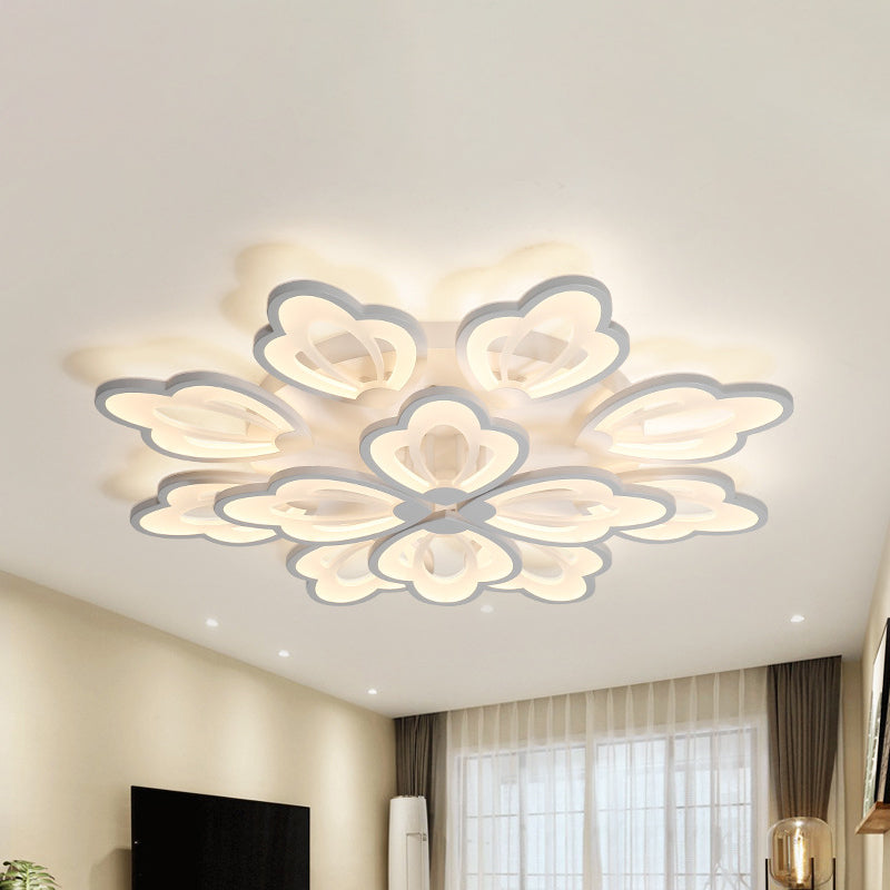 Floral Ceiling Flushmount Modern Acrylic 3/5/9 Lights Bedroom LED Flush Mount Ceiling Light in White/Warm/Natural Light