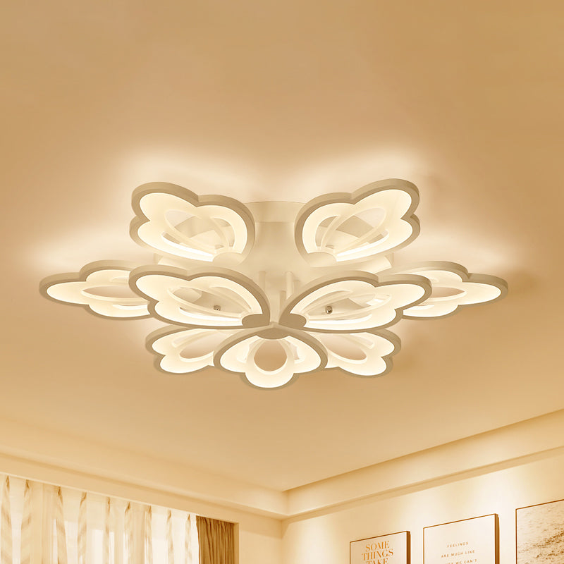 Floral Ceiling Flushmount Modern Acrylic 3/5/9 Lights Bedroom LED Flush Mount Ceiling Light in White/Warm/Natural Light