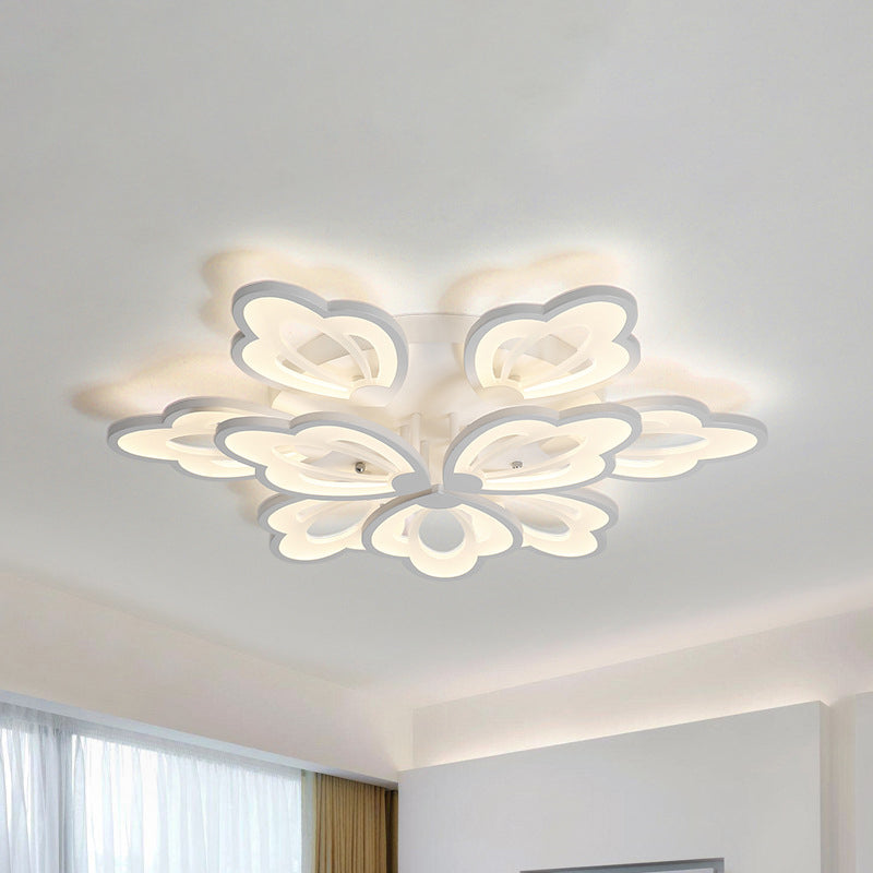 Floral Ceiling Flushmount Modern Acrylic 3/5/9 Lights Bedroom LED Flush Mount Ceiling Light in White/Warm/Natural Light