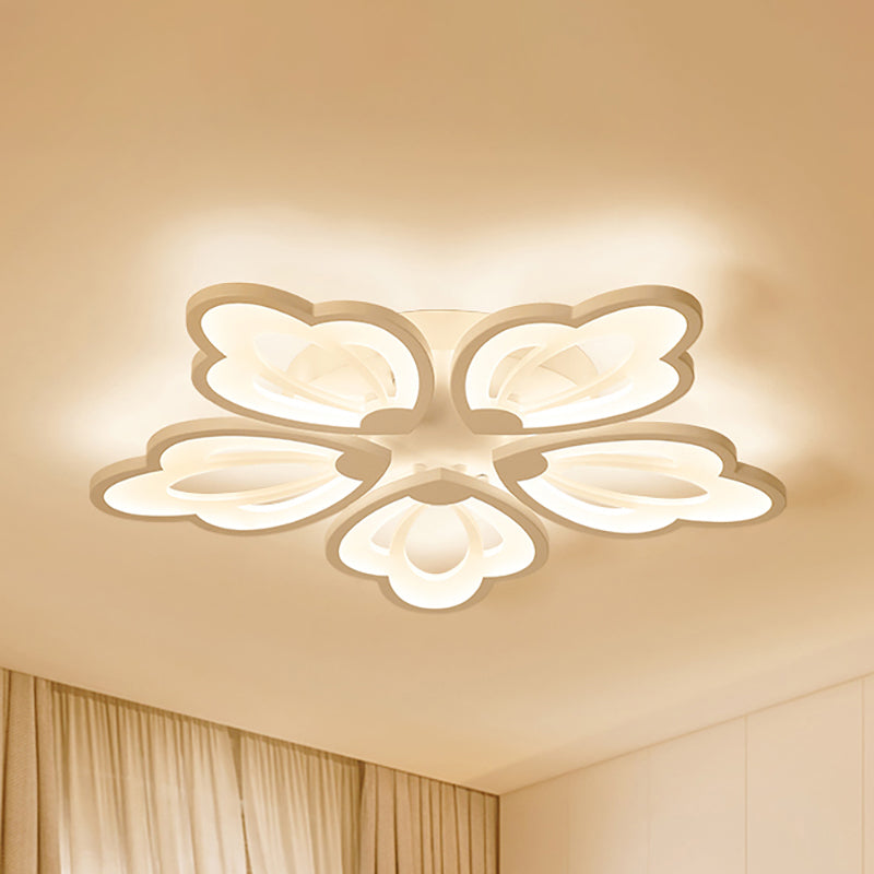 Brocco floreale a fiuto moderno acrilico moderno 3/5/9 luci camera da letto a filo a sfioramento del soffitto in bianco/calda/naturale luce