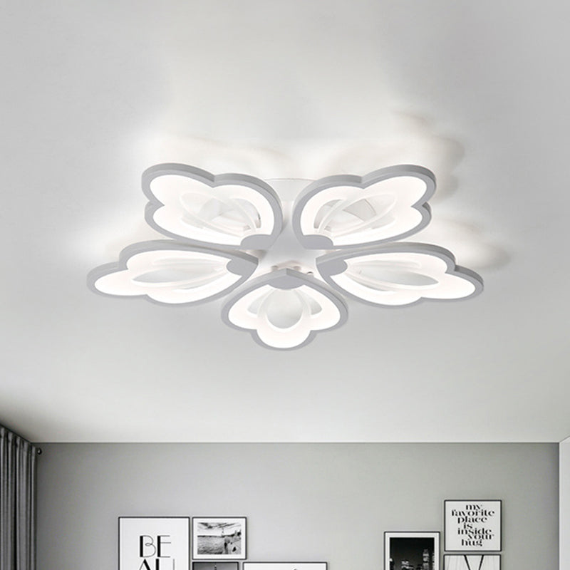 Floral Ceiling Flushmount Modern Acrylic 3/5/9 Lights Bedroom LED Flush Mount Ceiling Light in White/Warm/Natural Light