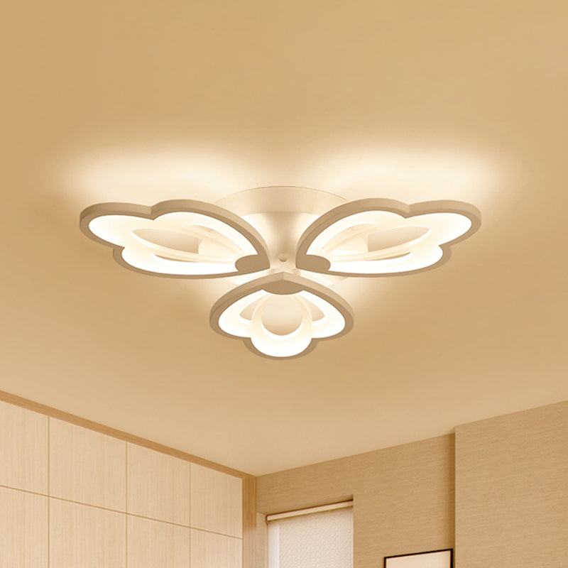 Brocco floreale a fiuto moderno acrilico moderno 3/5/9 luci camera da letto a filo a sfioramento del soffitto in bianco/calda/naturale luce