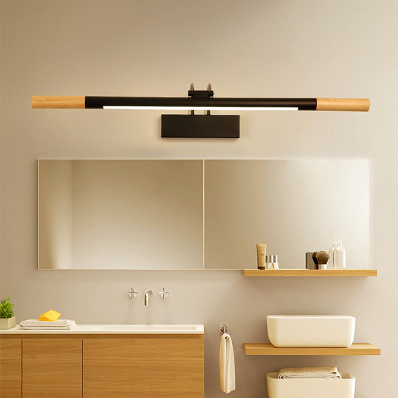 LED DE LED ARMADO DE MADERA CONTAMPORO 1 Lámpara clara de pared negra/blanca en luz cálida/blanca para el baño