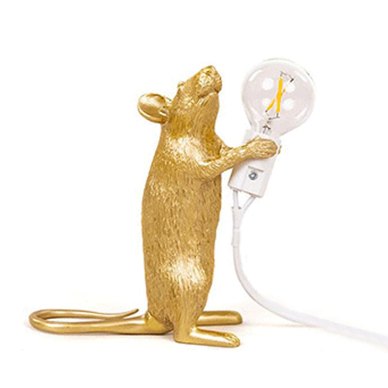 Resin Rat Shaped Table Lamp Creative 1-Light Night Lighting with Bare Bulb Design