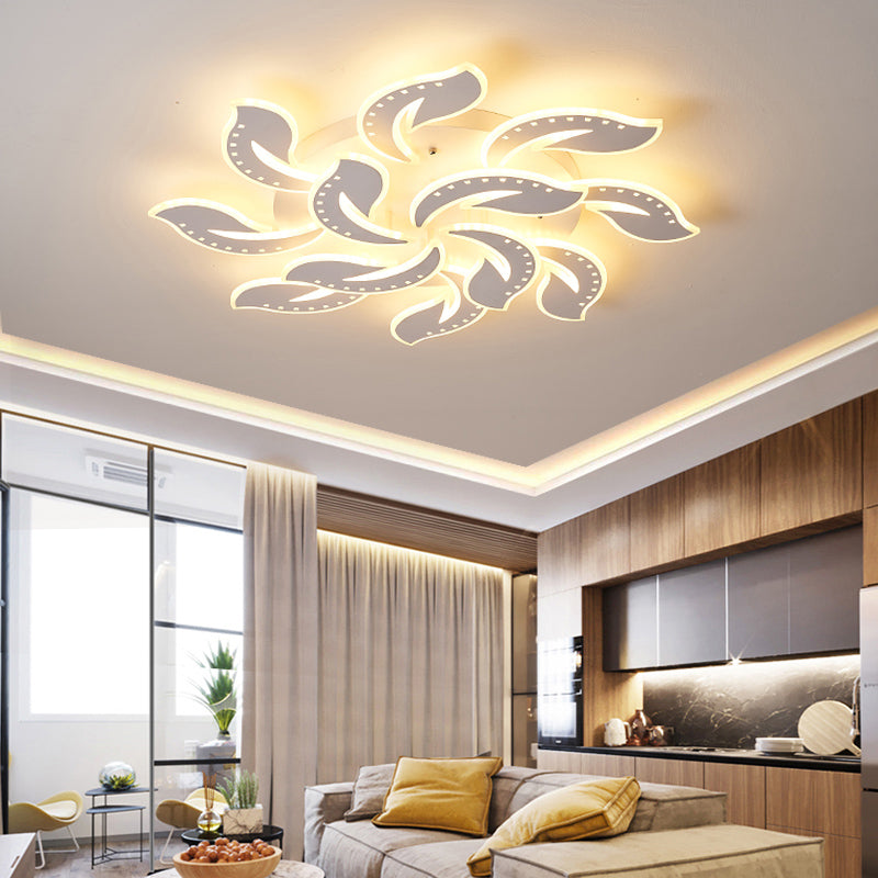 Leaf Shaped Flush Mount Light Fixture Modernism Acrylic White LED Ceiling Lamp for Living Room