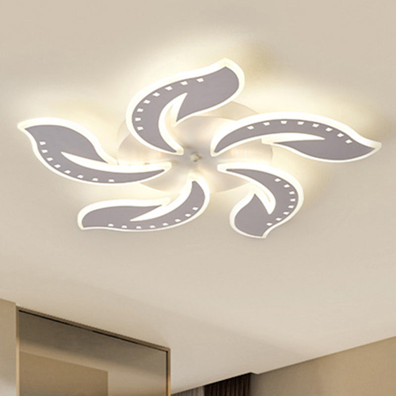 Leaf Shaped Flush Mount Light Fixture Modernism Acrylic White LED Ceiling Lamp for Living Room