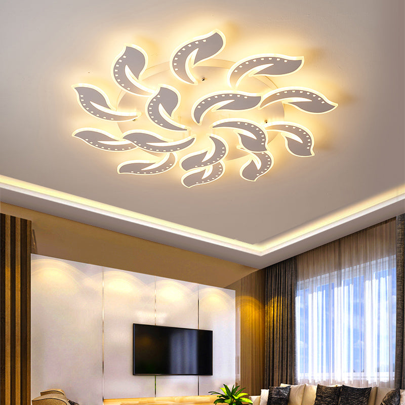 Leaf Shaped Flush Mount Light Fixture Modernism Acrylic White LED Ceiling Lamp for Living Room