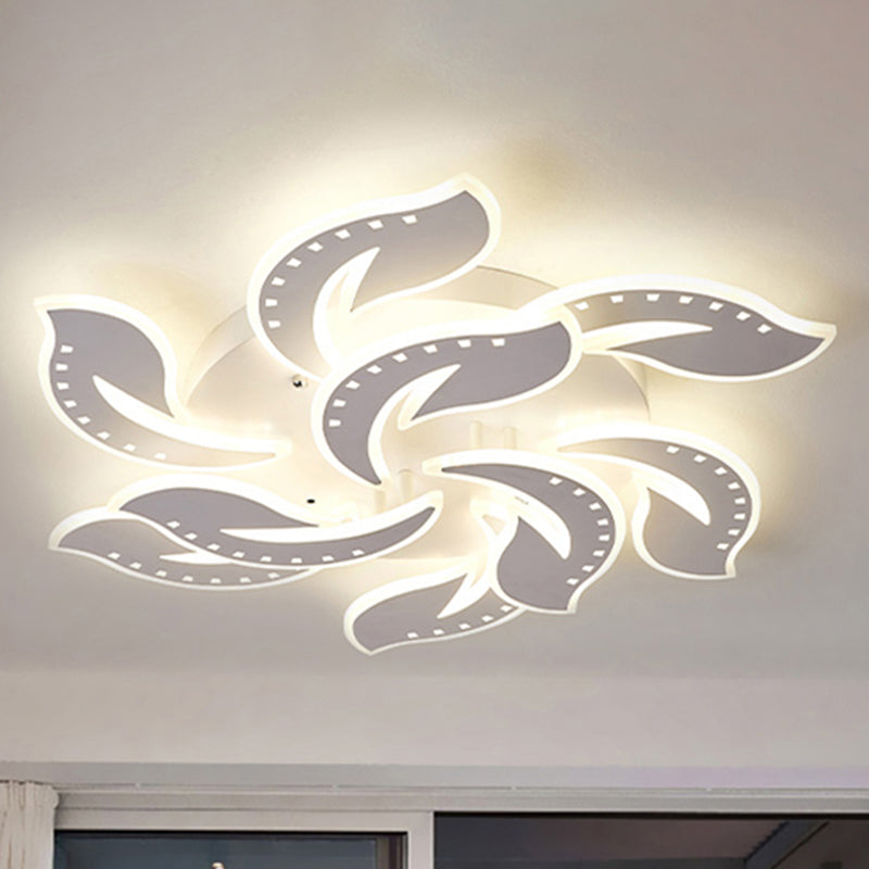 Leaf Shaped Flush Mount Light Fixture Modernism Acrylic White LED Ceiling Lamp for Living Room