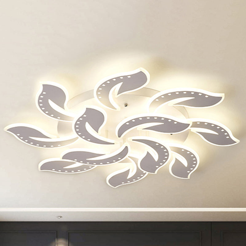 Leaf Shaped Flush Mount Light Fixture Modernism Acrylic White LED Ceiling Lamp for Living Room