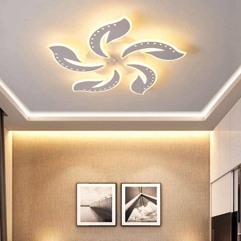 Leaf Shaped Flush Mount Light Fixture Modernism Acrylic White LED Ceiling Lamp for Living Room