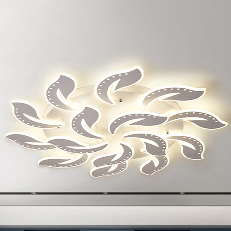 Leaf Shaped Flush Mount Light Fixture Modernism Acrylic White LED Ceiling Lamp for Living Room