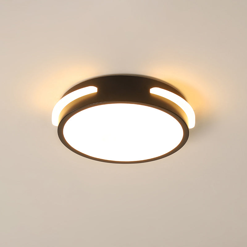 Simple Small Flush Ceiling Light Acrylic Corridor LED Flush Mount Fixture in Black