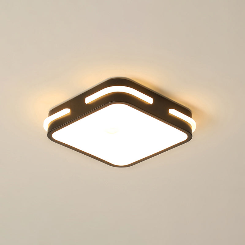 Simple Small Flush Ceiling Light Acrylic Corridor LED Flush Mount Fixture in Black