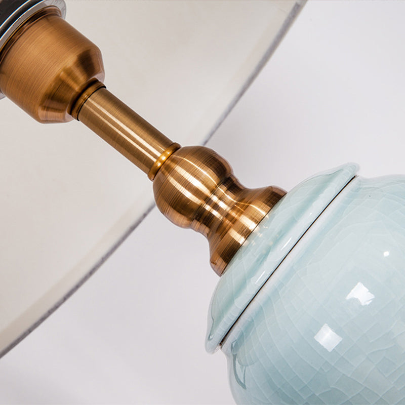 Moderne taps toelopende trommelvloer lichte stof 1 lamp woonkamer opstaan ​​lamp in het wit