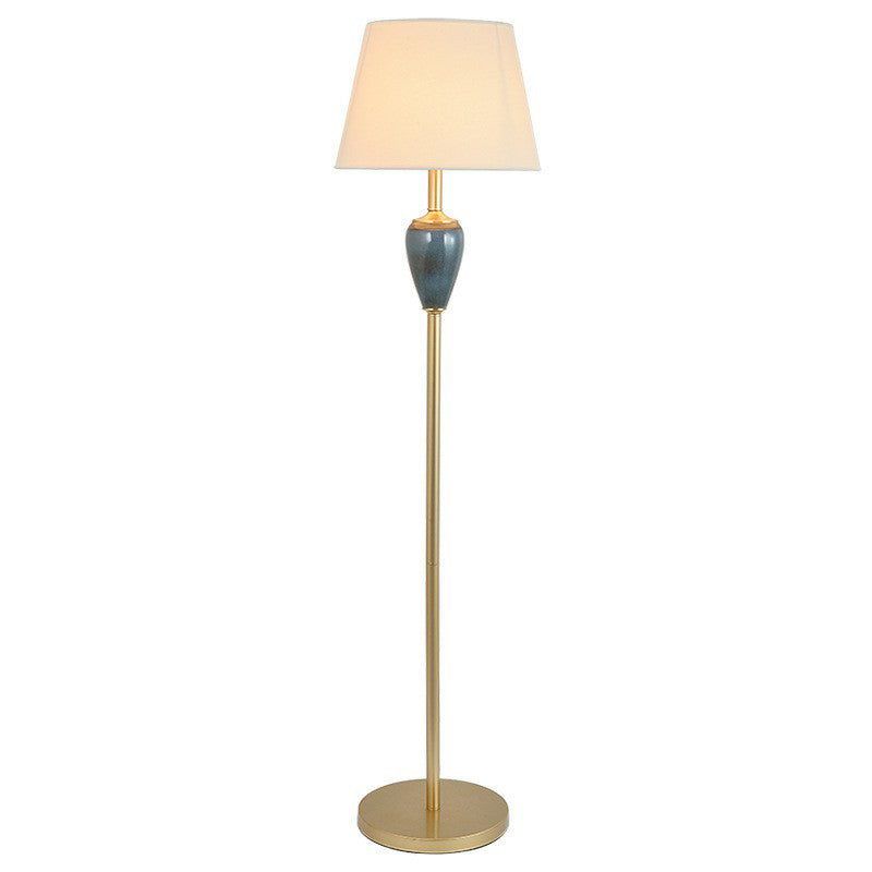 Empire Shade Living Room Floor Lamp Rustic Fabric Single-Bulb Floor Standing Light