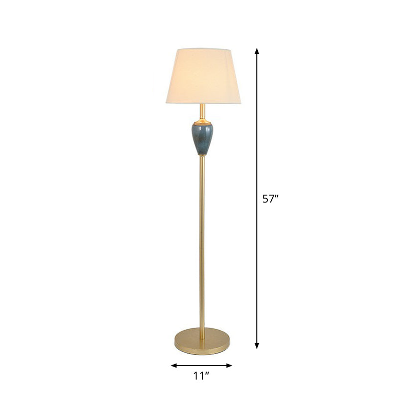 Empire Shade Living Room Floor Lamp Rustic Fabric Single-Bulb Floor Standing Light