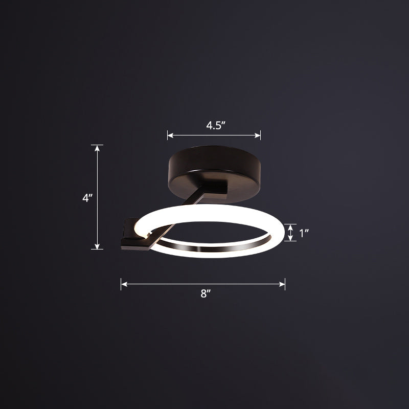 Acrylic Circular Semi Mount Lighting Simplicity LED Ceiling Flush Light for Corridor