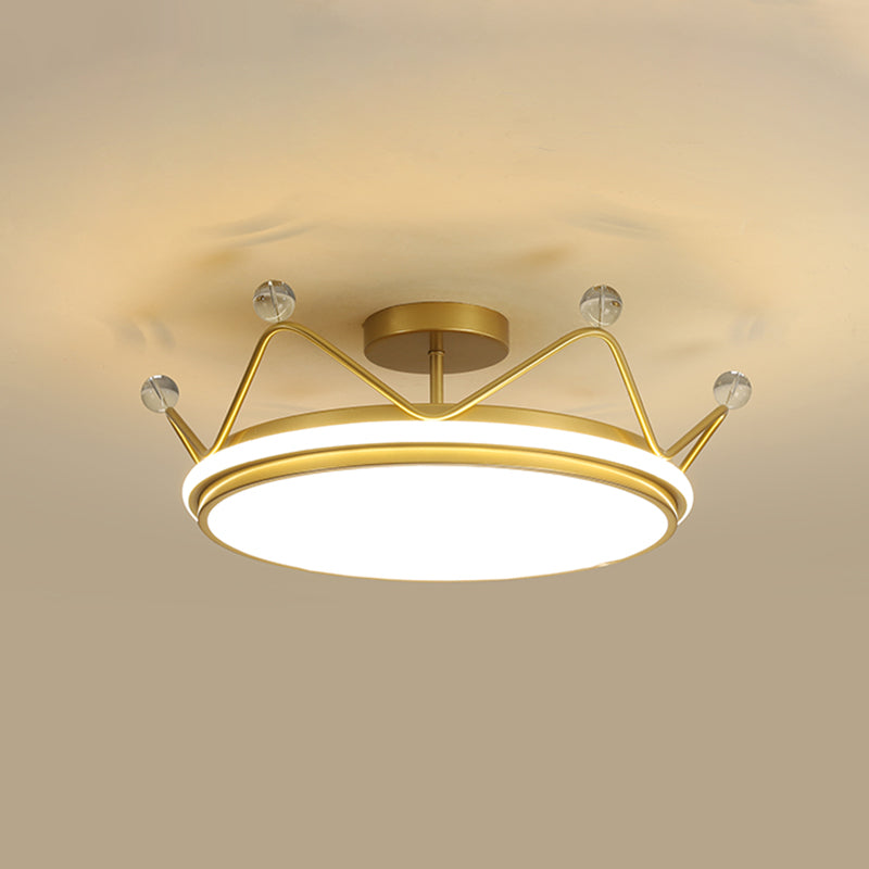 Crown Shaped Childrens Room Flush Ceiling Light Metal Cartoon LED Flush Mount Fixture