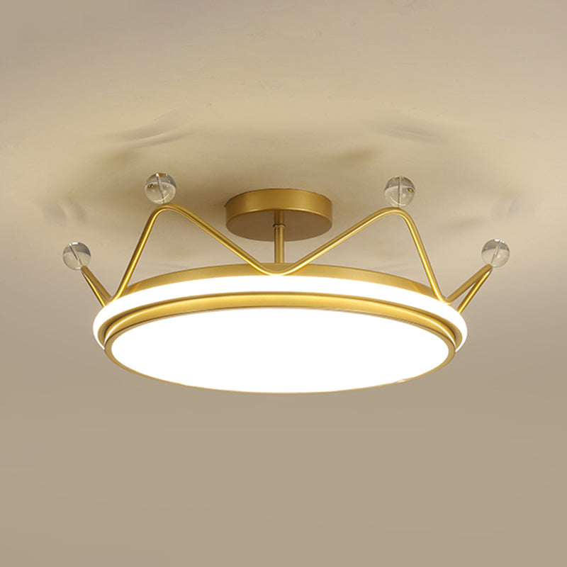 Crown Shaped Childrens Room Flush Ceiling Light Metal Cartoon LED Flush Mount Fixture