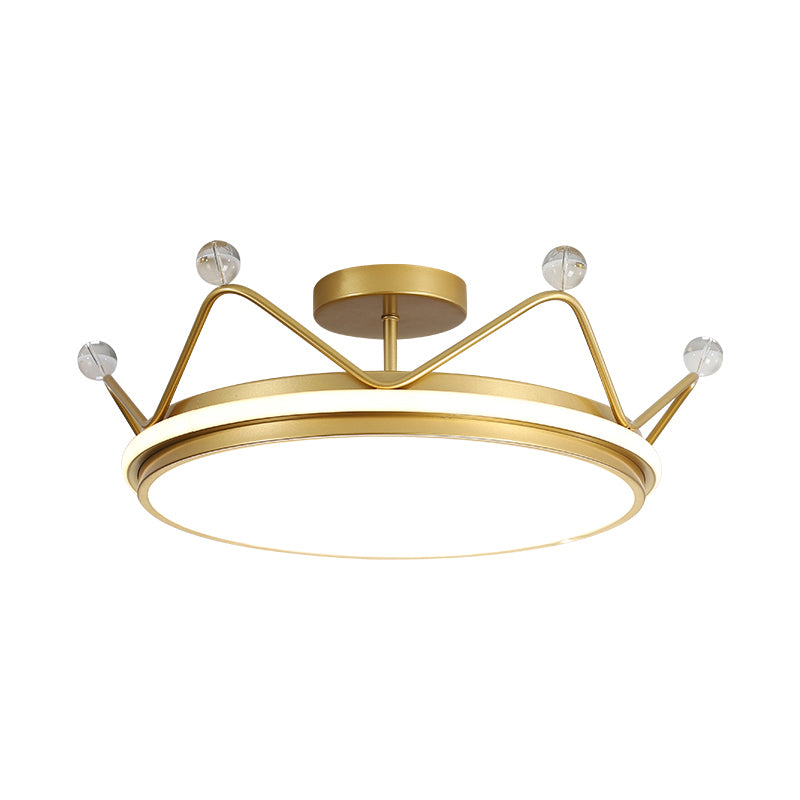 Crown Shaped Childrens Room Flush Ceiling Light Metal Cartoon LED Flush Mount Fixture