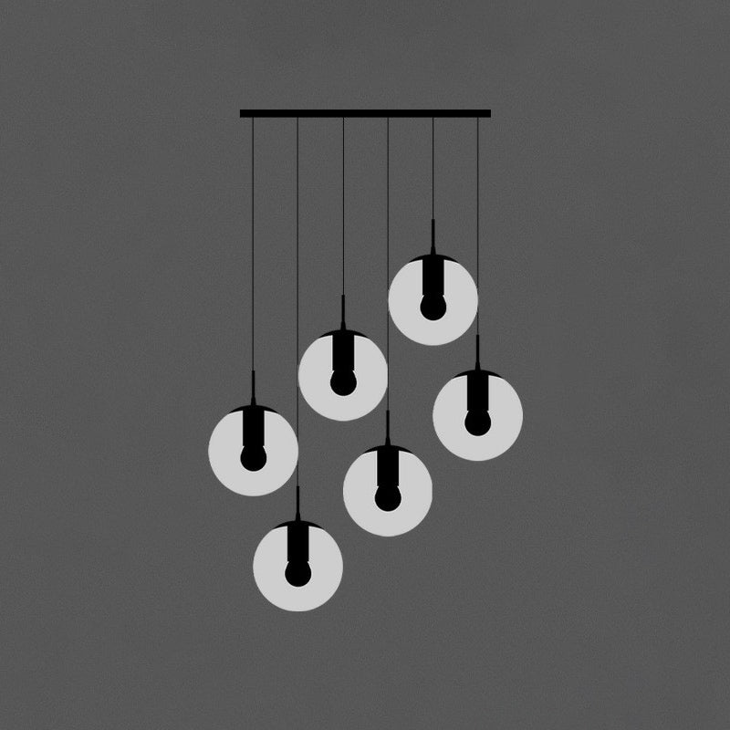 Black Globe Pendant Light Fixture Simple Cream Glass Multiple Hanging Light for Stairs