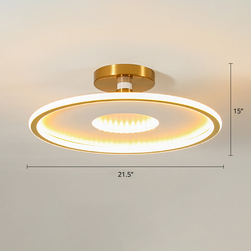 Disc Semi Flush Ceiling Light Simplicity Metal Bedroom LED Flush Mount Lighting Fixture