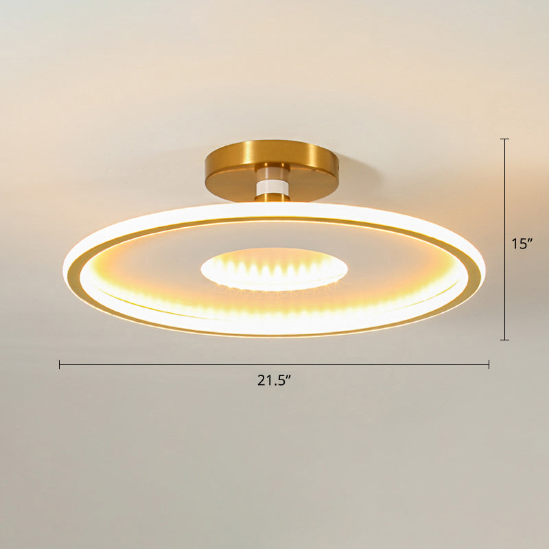 Disc Semi Flush Ceiling Light Simplicity Metal Bedroom LED Flush Mount Lighting Fixture