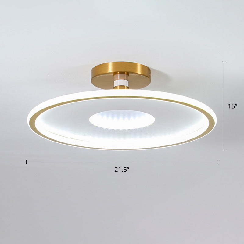 Disc Semi Flush Ceiling Light Simplicity Metal Bedroom LED Flush Mount Lighting Fixture