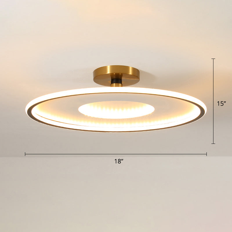 Disc Semi Flush Ceiling Light Simplicity Metal Bedroom LED Flush Mount Lighting Fixture