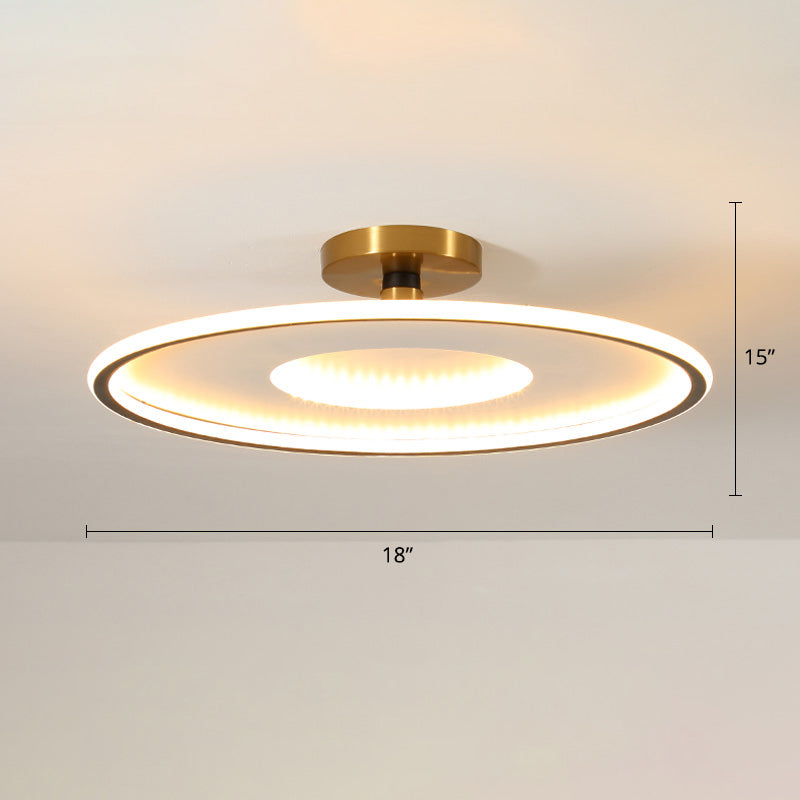 Disc Semi Flush Ceiling Light Simplicity Metal Bedroom LED Flush Mount Lighting Fixture