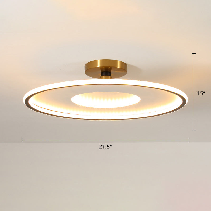 Disc Semi Flush Ceiling Light Simplicity Metal Bedroom LED Flush Mount Lighting Fixture