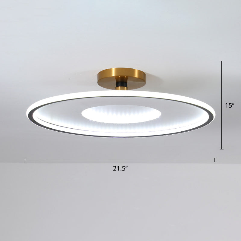 Disc Semi Flush Ceiling Light Simplicity Metal Bedroom LED Flush Mount Lighting Fixture