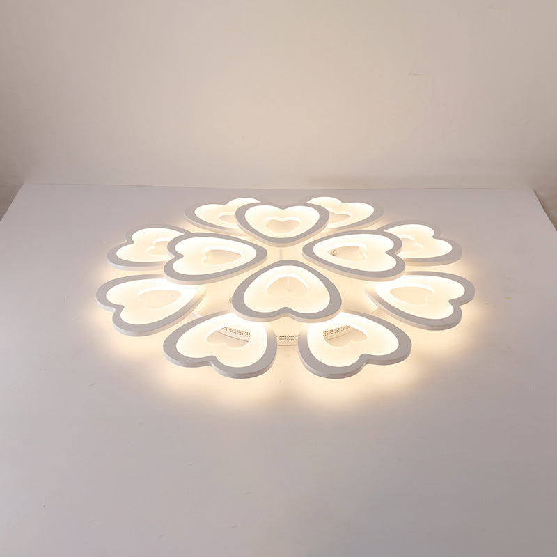 Heart LED Ceiling Flush Mount Light Simplicity Acrylic White Flush Light for Living Room