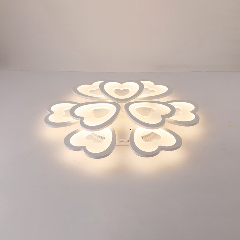 Heart LED Ceiling Flush Mount Light Simplicity Acrylic White Flush Light for Living Room