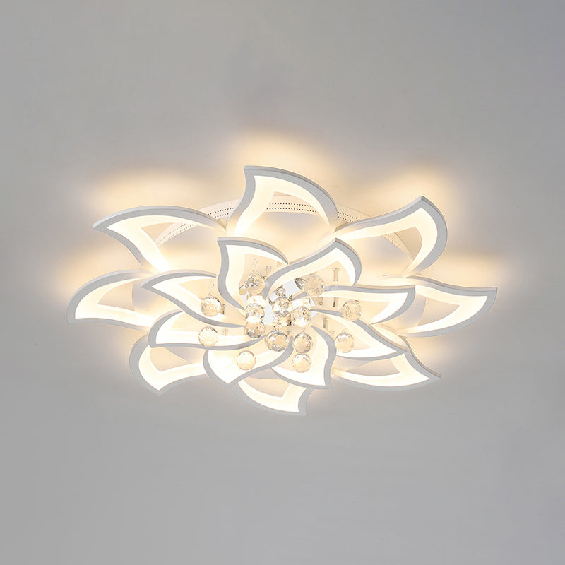 Blossom Metal Flushmount Light Contemporary White Flush Ceiling Light with Crystal Ball