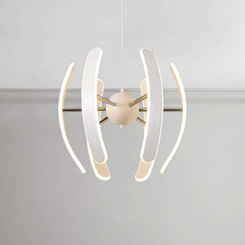 Globe Pendant Light Postmodern Acrylic 1 Light White Chandelier Lamp in White with Integrated LED