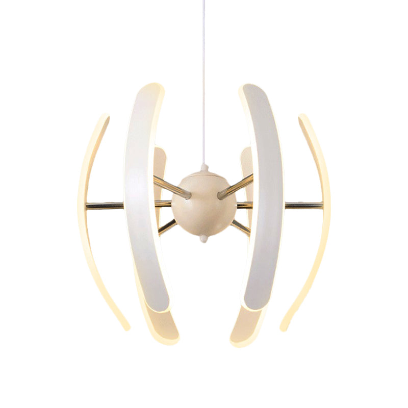 Globe Pendant Light Postmodern Acrylic 1 Light White Chandelier Lamp in White with Integrated LED