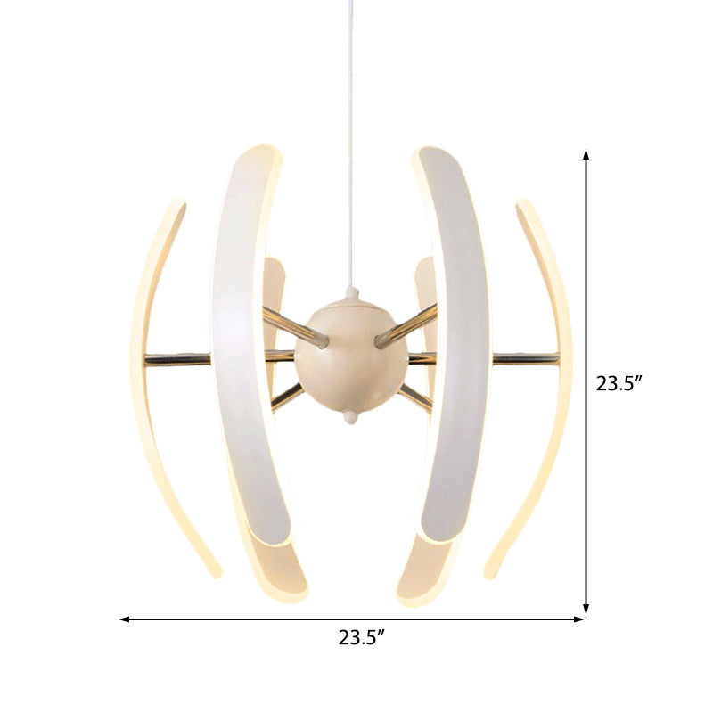 Globe Pendant Light Postmodern Acrylic 1 Light White Chandelier Lamp in White with Integrated LED