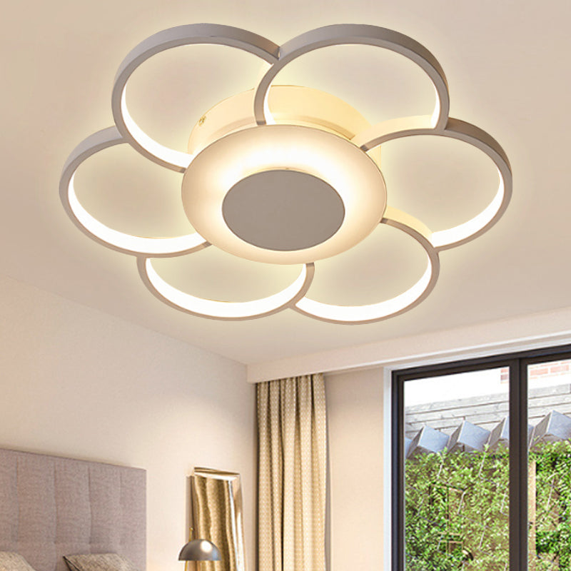 Floral Bedroom LED Flush Mount Light Acrylic 19.5"/25.5" Wide Simple Ceiling Light Fixture in Warm/White/Natural Light